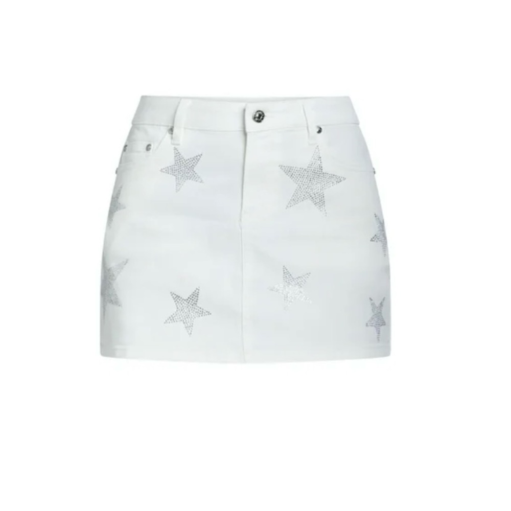 White Madden NYC Women’s Denim Rhinestone Skirt - Size Small